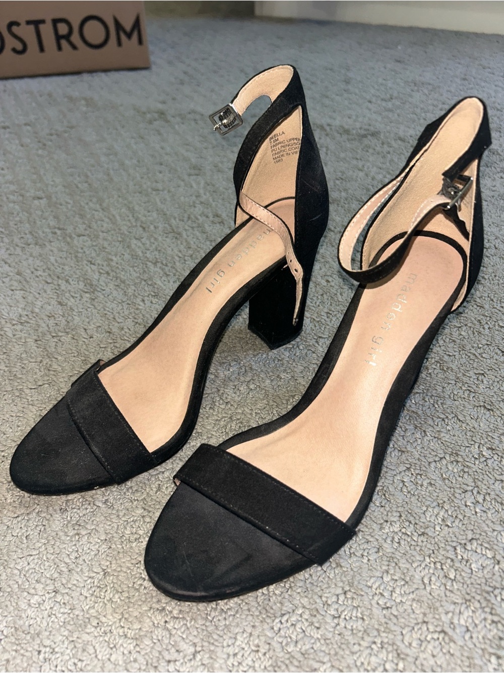 Madden Girl Black Open-Toe Ankle-Strap Block Heels